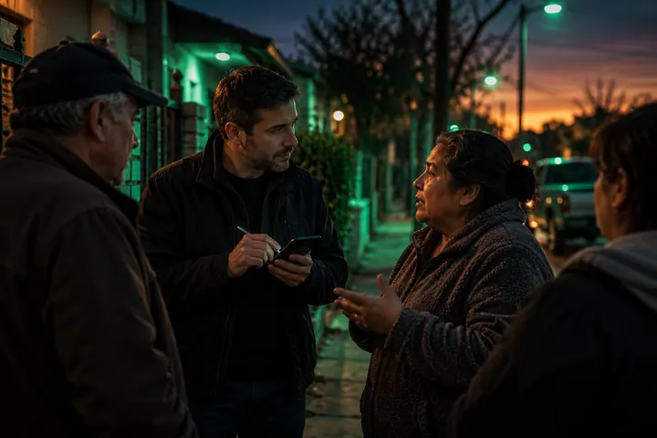 Representante conversando con vecinos en el barrio